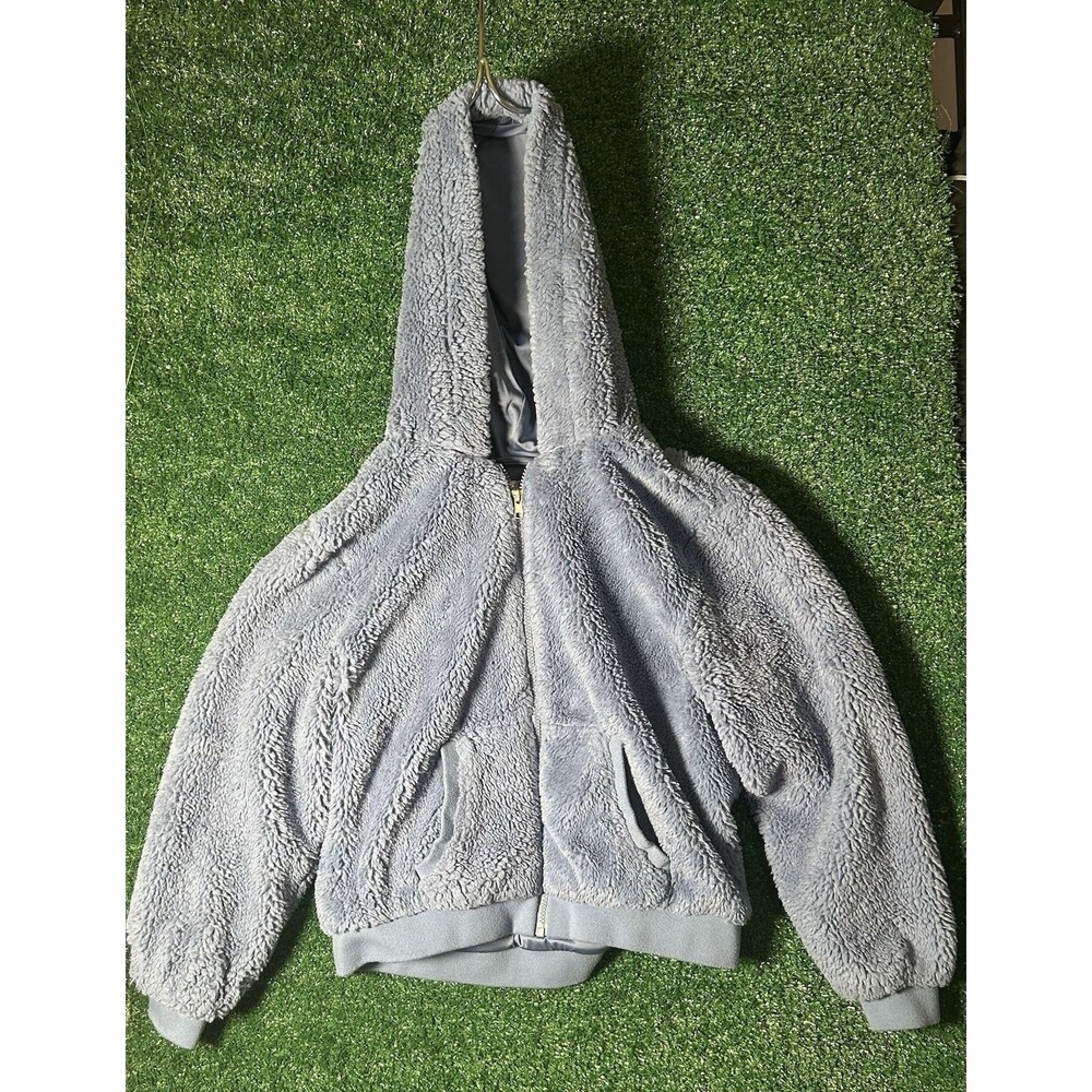Justice Blue Plush Sherpa Fleece Jacket Hoodie Girls Size 18/20 Full Zip Soft